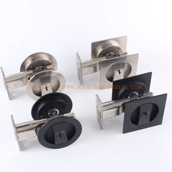 Fashion Black Square Privacy Wooden Pocket Sliding Door Lock